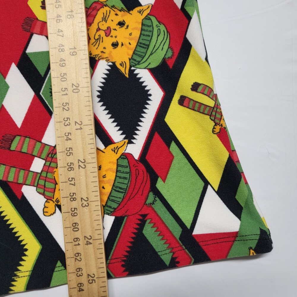 LuLaRoe Womens Top Large Holiday Christmas Cat Print Short Sleeve Stretch - Picture 11 of 11